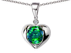 Star K™ Round 7mm Simulated Emerald Heart Pendant Necklace