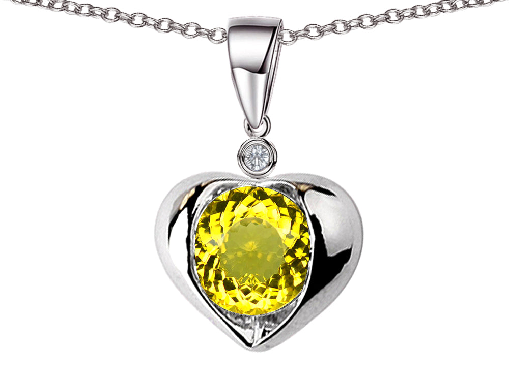 Star K™ Round 7mm Simulated Citrine Heart Pendant Necklace