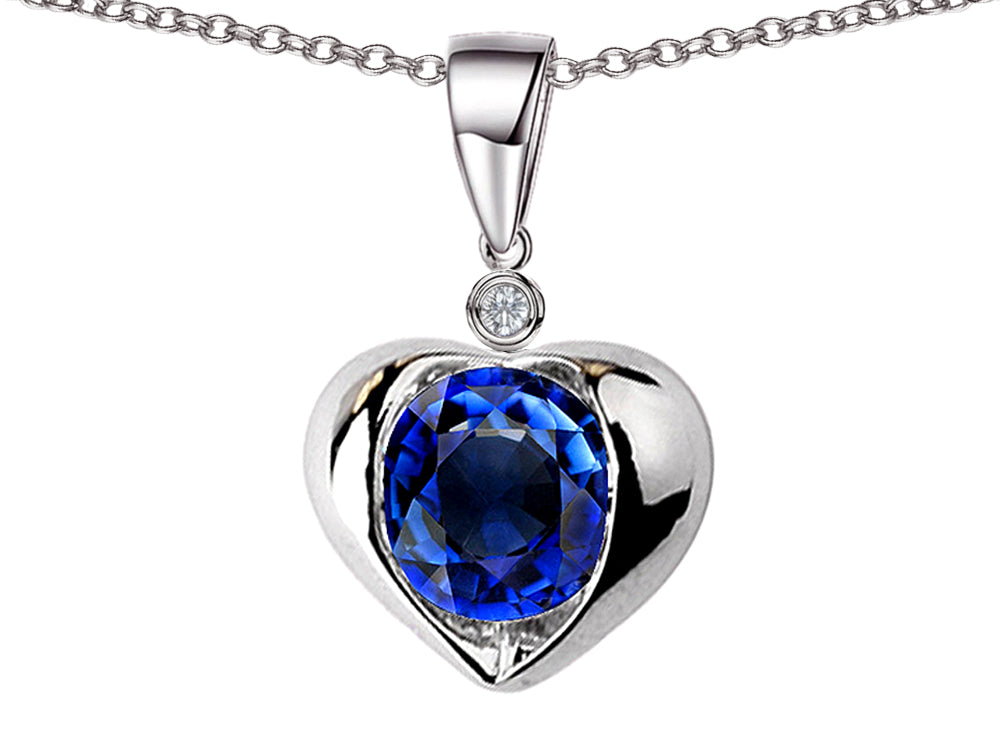 Star K™ Round 7mm Created Sapphire Heart Pendant Necklace