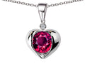Star K™ Round 7mm Created Ruby Heart Pendant Necklace