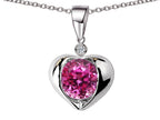 Star K™ Round 7mm Created Pink Sapphire Heart Pendant Necklace
