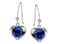 Star K™ Round 6mm Created Sapphire Heart Hook Earrings