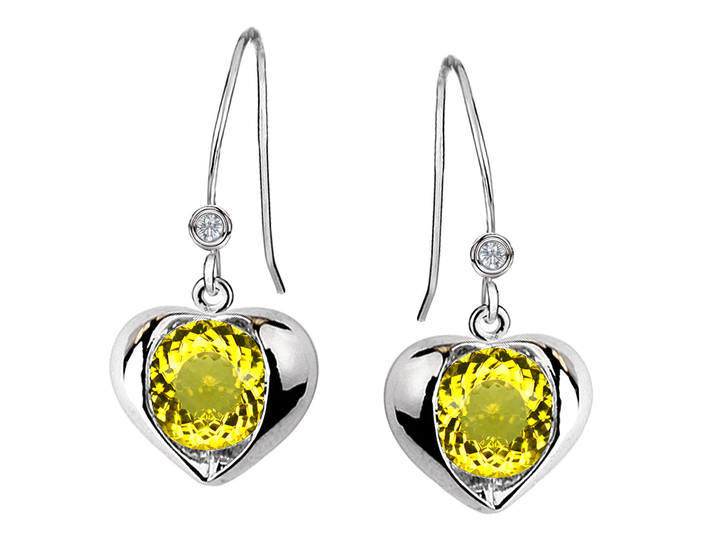 Star K™ Round 6mm Simulated Citrine Heart Hook Earrings
