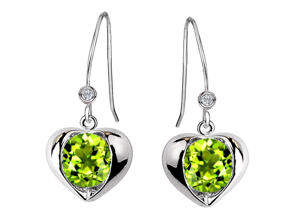 Star K™ Round 6mm Simulated Peridot and Cubic Zirconia Heart Hook Earrings