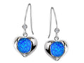 Star K™ Round 6mm Blue Created Opal Heart Hook Earrings