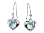 Star K™ Round 6mm Simulated Aquamarine Heart Hook Earrings