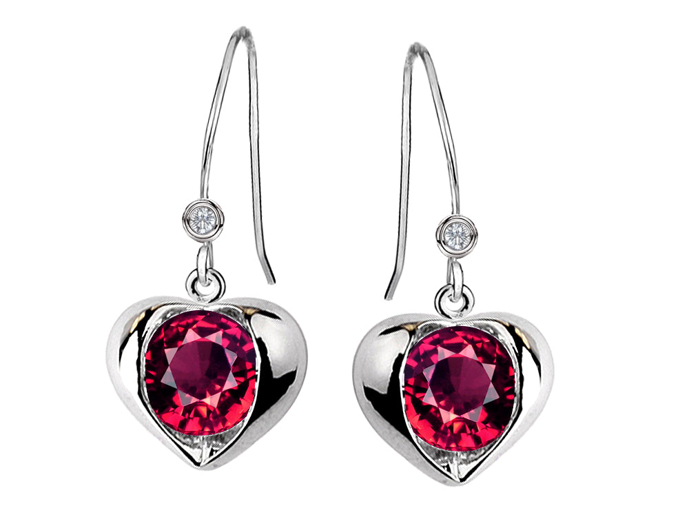 Star K™ Round 6mm Created Ruby Heart Hook Earrings