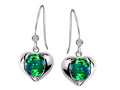 Star K™ Round 6mm Simulated Emerald Heart Hook Earrings