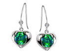 Star K™ Round 6mm Simulated Emerald Heart Hook Earrings