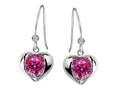 Star K™ Round 6mm Created Pink Sapphire Heart Hook Earrings