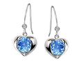 Star K™ Round 6mm Simulated Blue Topaz Heart Hook Earrings