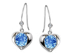 Star K™ Round 6mm Simulated Blue Topaz Heart Hook Earrings