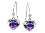Star K™ Round 6mm Simulated Amethyst Heart Hook Earrings