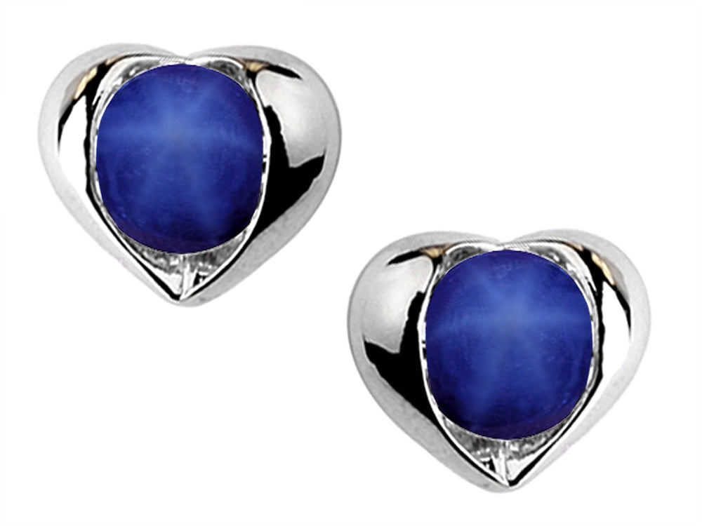 Star K™ Round 6mm Simulated Star Sapphire Heart Earrings