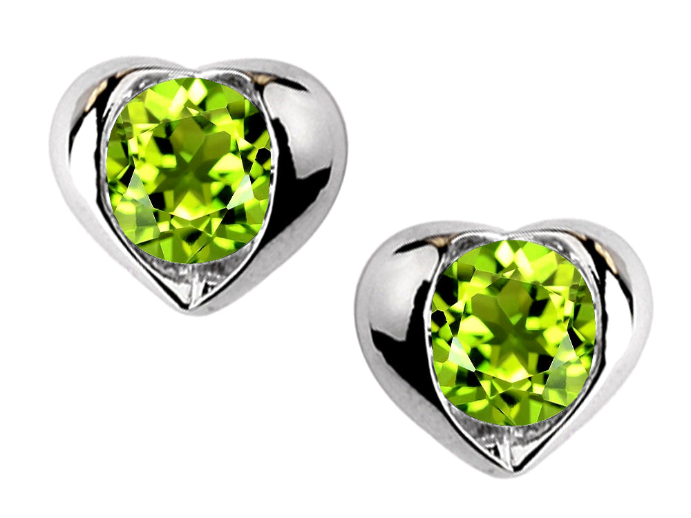 Star K™ Round 6mm Simulated Peridot Heart Earrings