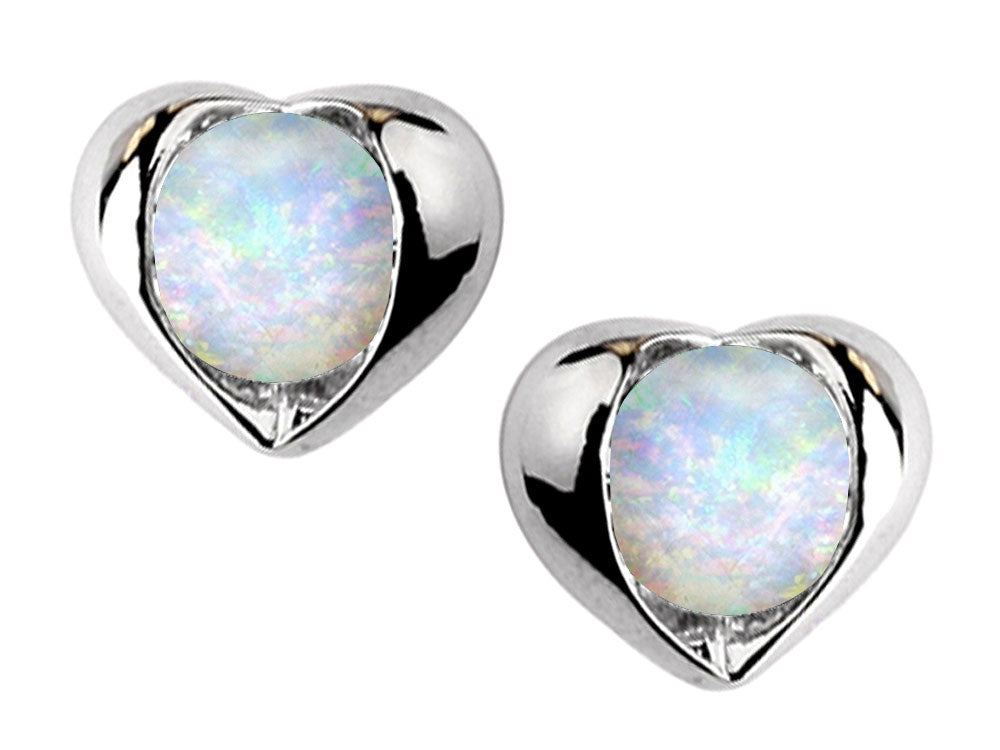 Star K™ Round 6mm Created Opal Heart Earrings