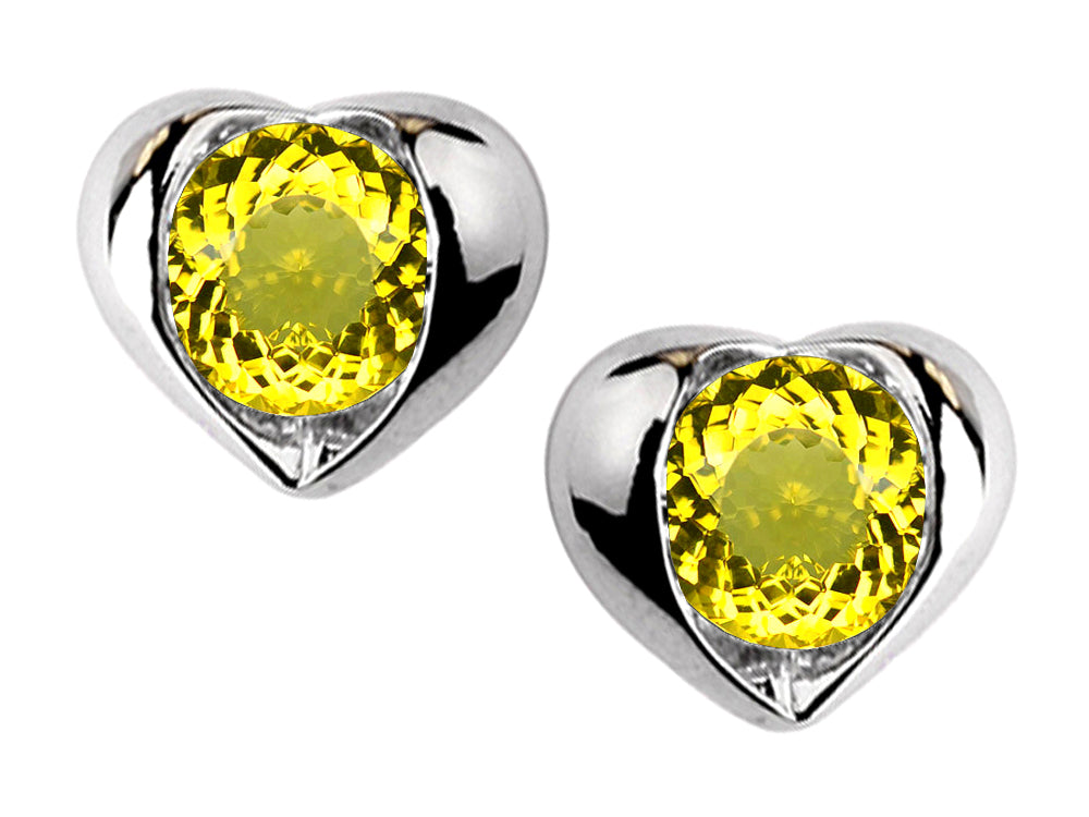Star K™ Round 6mm Simulated Citrine Heart Earrings