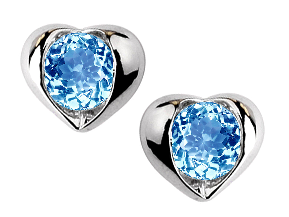 Star K™ Round 6mm Simulated Blue Topaz Heart Earrings