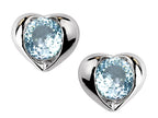 Star K™ Round 6mm Simulated Aquamarine Heart Earrings