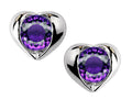 Star K™ Round 6mm Simulated Amethyst Heart Earrings