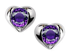 Star K™ Round 6mm Simulated Amethyst Heart Earrings