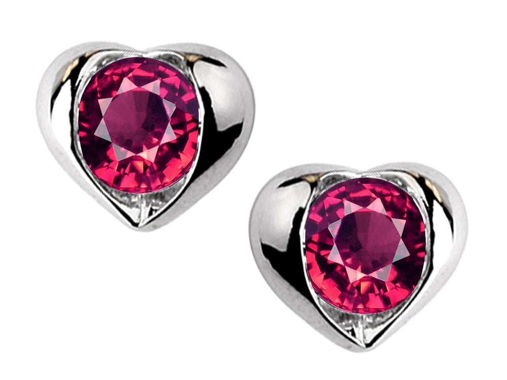 Star K™ Round 6mm Created Ruby Heart Earrings