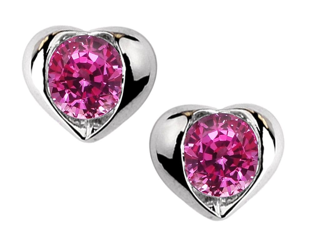 Star K™ Round 6mm Created Pink Sapphire Heart Earrings