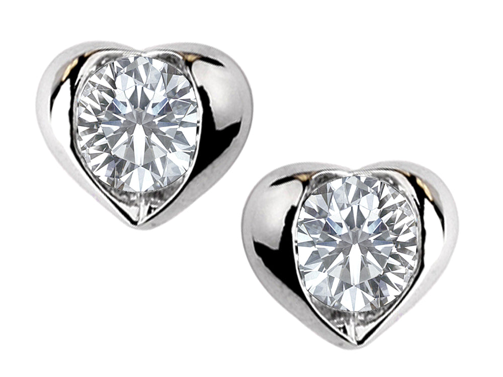 Star K™ Round 6mm White Topaz Heart Earrings