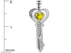 Star K™ His and Hers Key to my Heart Couple 2pcs Pendant Necklace Set with Simulated Citrine