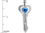 Star K™ His and Hers Key to my Heart Couple 2pcs Pendant Necklace Set with Simulated Blue Topaz