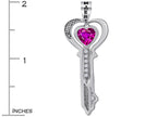 Star K™ His and Hers Key to my Heart Couple 2pcs Pendant Necklace Set with Created Pink Sapphire