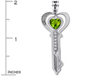 Star K™ His and Hers Key to my Heart Couple 2pcs Pendant Necklace Set with Simulated Peridot and Cubic Zirconia