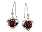 Star K™ Round 6mm Simulated Garnet Heart Hook Earrings
