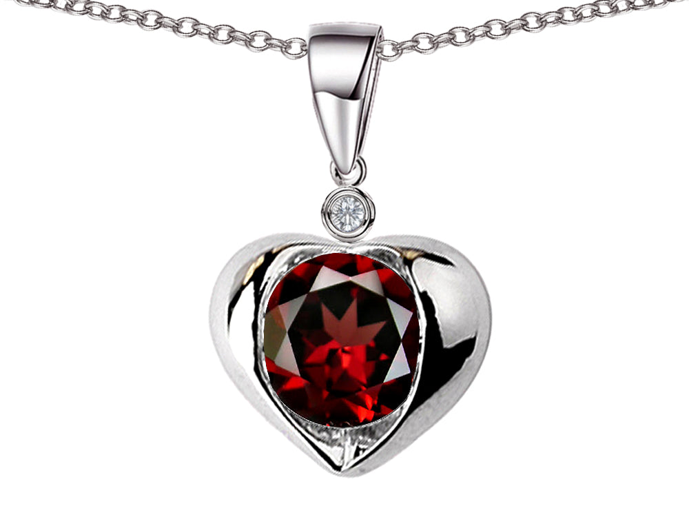 Star K™ Round 7mm Simulated Garnet Heart Pendant Necklace
