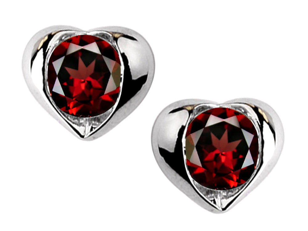 Star K™ Round 6mm Simulated Garnet Heart Earrings