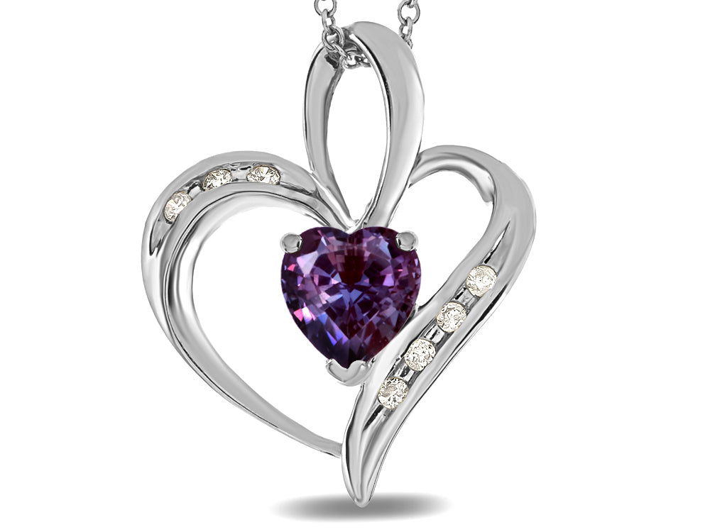 Star K™ Heart Shape 6mm Simulated Alexandrite Pendant Necklace