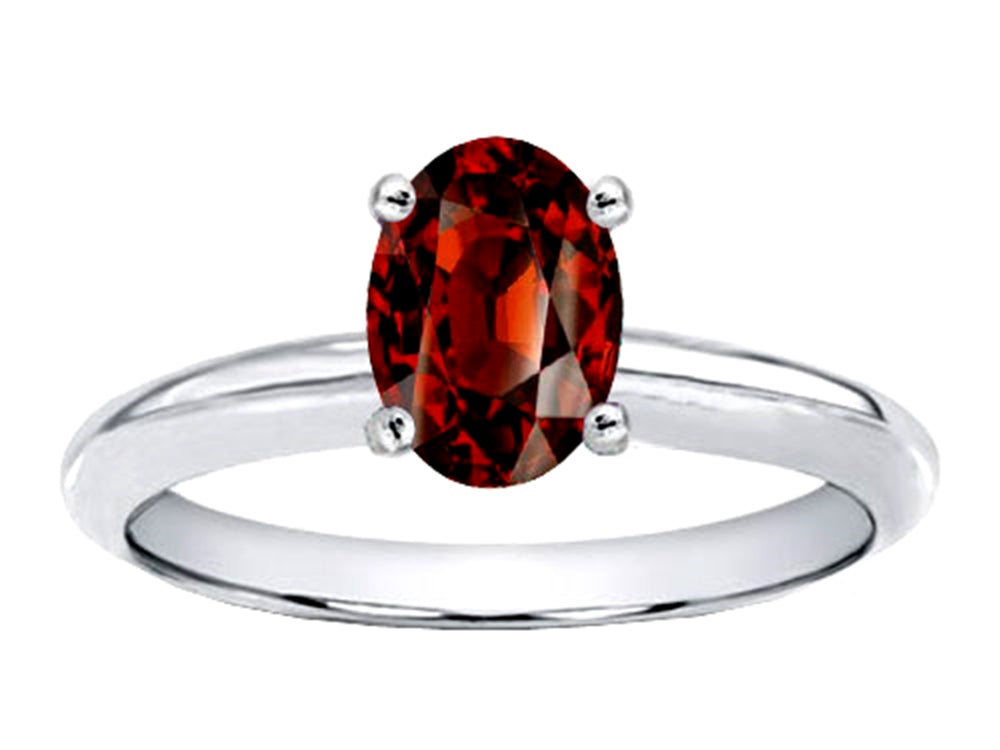 Tommaso Design Oval 8x6mm Genuine Garnet Solitaire Engagement Ring