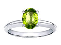 Tommaso Design Oval 8x6mm Genuine Peridot Solitaire Engagement Ring
