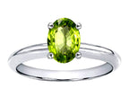 Tommaso Design Oval 8x6mm Genuine Peridot Solitaire Engagement Ring