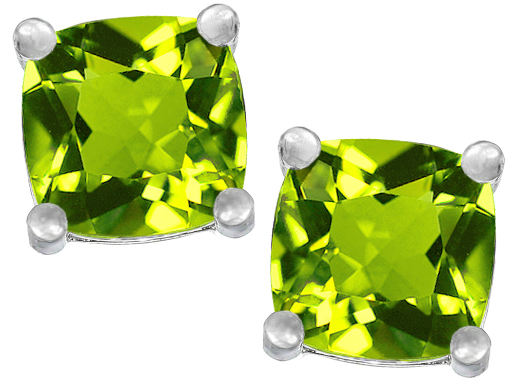 Star K™ Cushion-Cut 7mm Simulated Peridot Earrings Studs