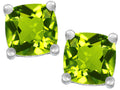 Star K™ Cushion-Cut 7mm Simulated Peridot Earrings Studs