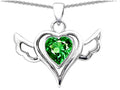 Star K™ Wings Of Love Pendant Necklace with Heart 7mm Simulated Emerald