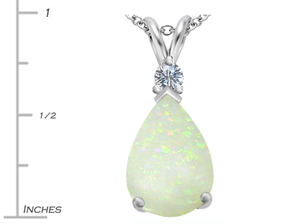Star K™ Large 14x10mm Pear Shape Created Opal Pendant Necklace