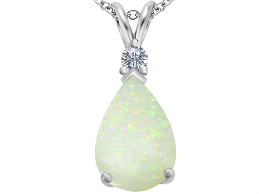 Star K™ Large 14x10mm Pear Shape Created Opal Pendant Necklace