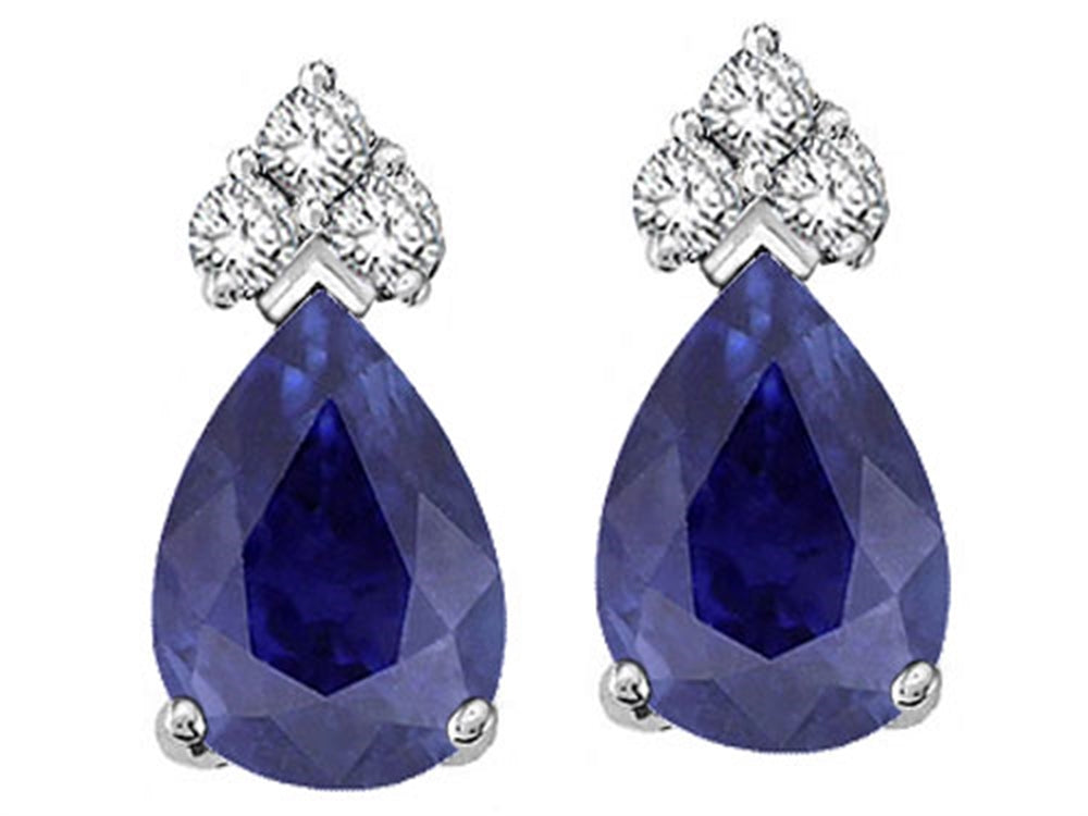 Tommaso Design™ Pear Shape 8x6mm Genuine Sapphire Earrings