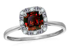 Star K™ 14 kt White Gold Classic Cushion-Cut Garnet Designer Halo Ring