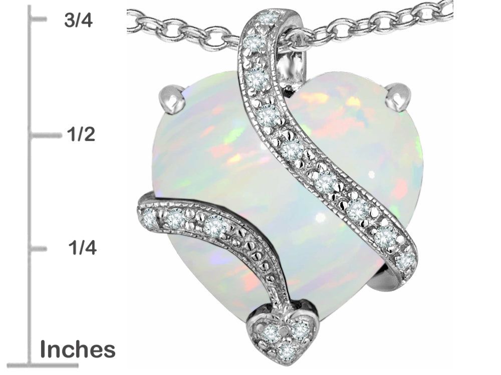 Star K™ Large 15mm Heart Shape White Created Opal and Cubic Zirconia Love Pendant Necklace