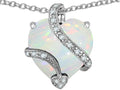 Star K™ Large 15mm Heart Shape White Created Opal and Cubic Zirconia Love Pendant Necklace