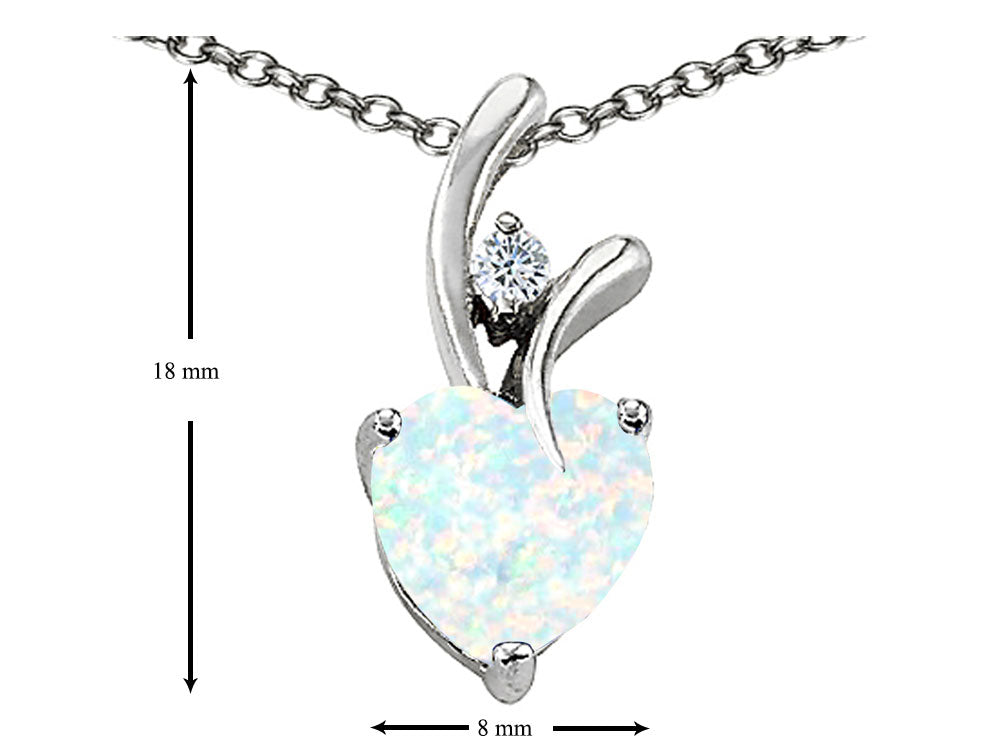 Star K™ 8mm Heart Shape Simulated Opal Pendant Necklace