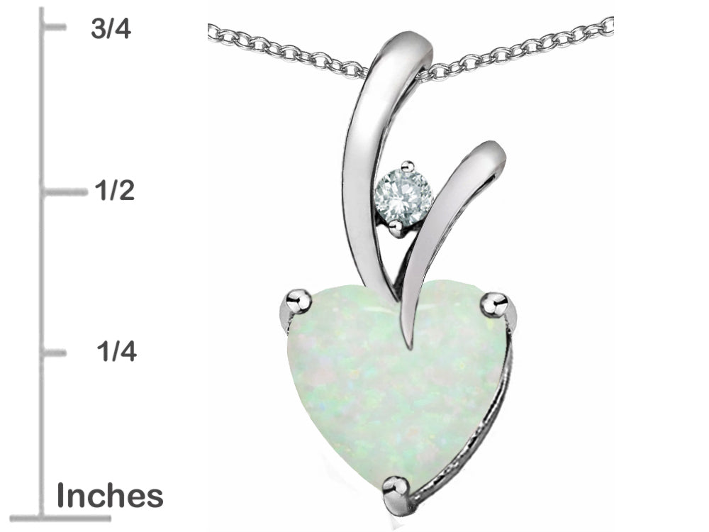 Star K™ 8mm Heart Shape White Created Opal and Cubic Zirconia Endless Love Pendant Necklace
